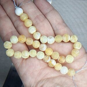 $💲$ 8mm Matte Yellow Crackled Agate 9in Strand #9